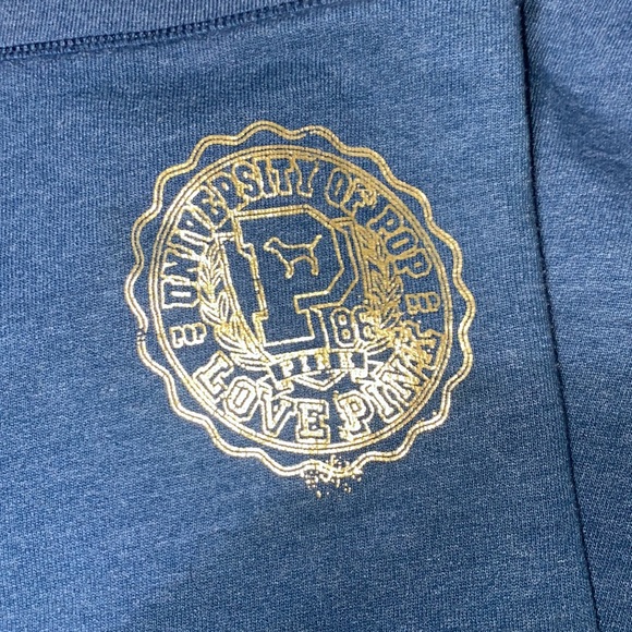 VICTORIA’s SECREt PINK 2007 Blue Sweatpants Gold Cream Patch Logo Back MEDIUM - Picture 7 of 16